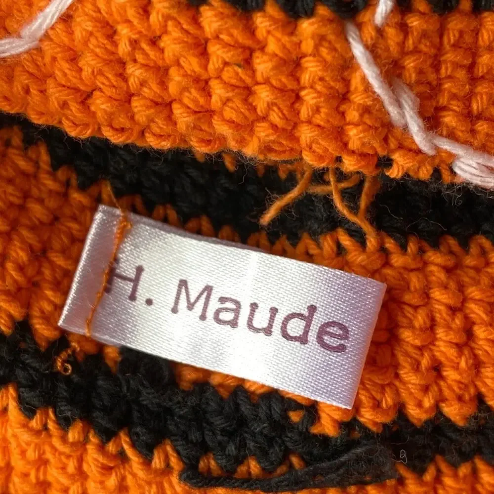 CUTE Orange Crochet Tiger‎ Face Infant Hat Ties
